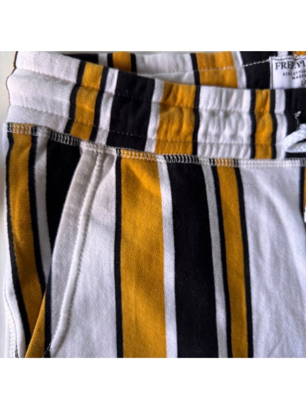 Free Planet Mens Striped Lounge Shorts Black & Gold Knit Large Cotton Blend New - Picture 9 of 15